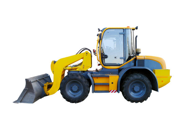 istock Yellow wheel loader isolated on white. Yellow front loader. Loading shovel. Industrial vehicle. Pneumatic truck. Tractor front loader. Manufacturing equipment 1278304258