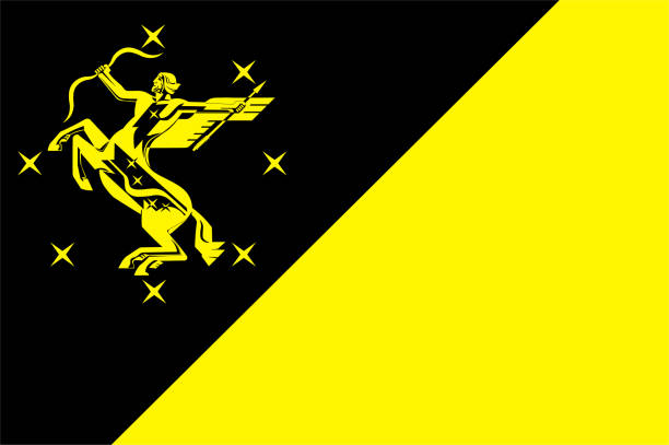 Flag of Khimki in Moscow Oblast in Russian Federation Flag of Khimki is a city in Moscow Oblast, Russia. Vector illustration famous archer stock illustrations