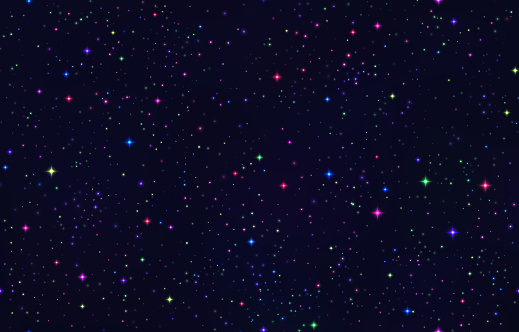 Outer space glowing space vibrant rainbow stars abstract background.