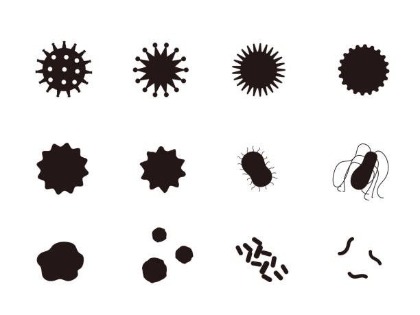 Virus silhouette variations It is an illustration of a Virus silhouette variations. virus illustrations stock illustrations