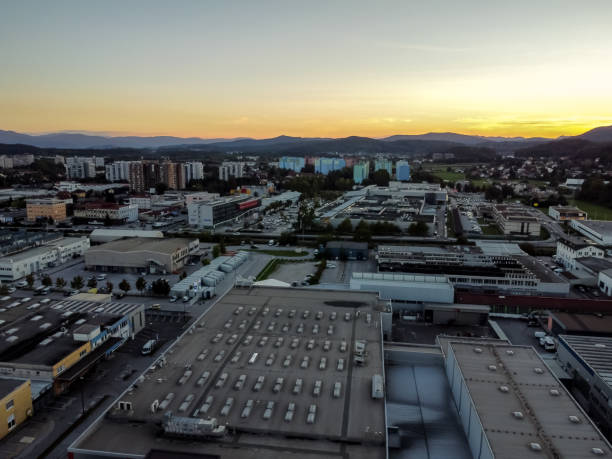 istock Evening industrial zone district drone aerial view 1278320315