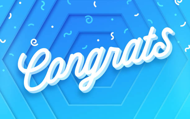 Congrats Celebration Abstract Confetti Background Congrats confetti blue abstract hexagon frame abstract background pattern design. you win graphic stock illustrations