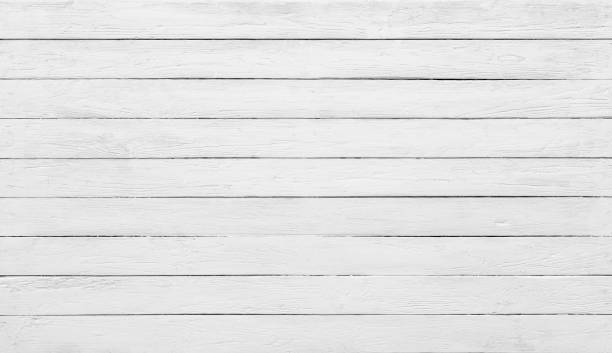 superficie di assi orizzontali in legno dipinte di bianco - assicella foto e immagini stock
