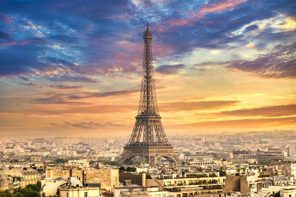 istock Eiffel Tower in Paris Skyline at Sunset 1278325818