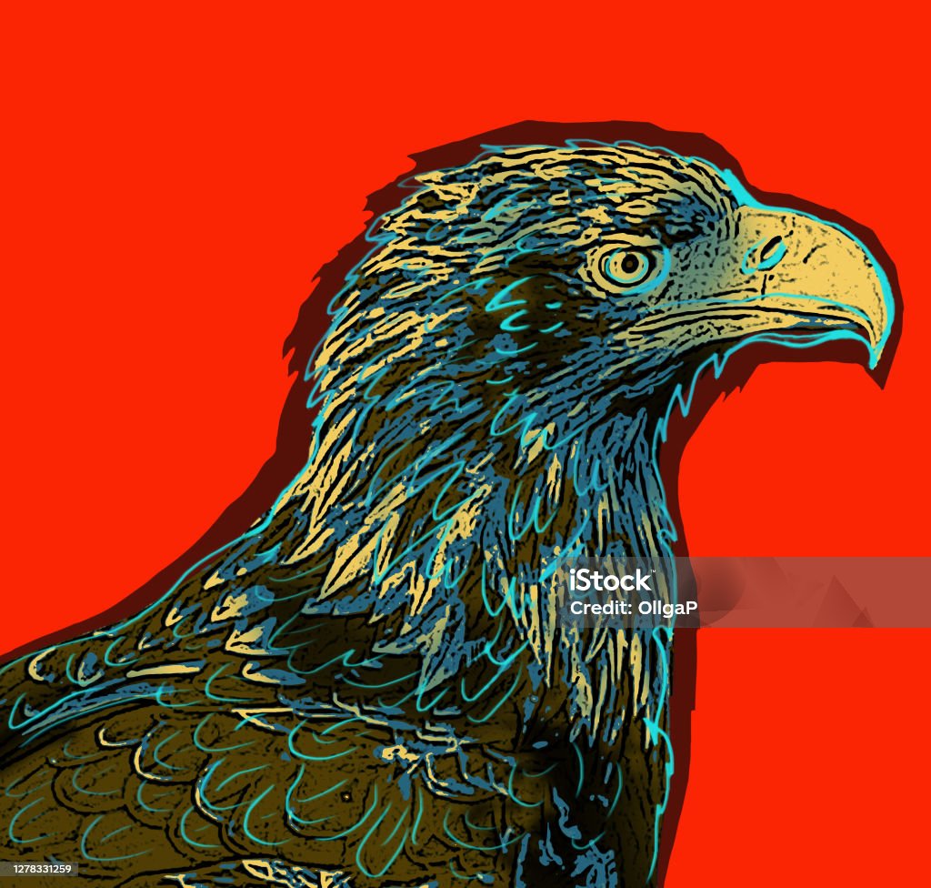 Image Of A Mountain Eagle On A Red Background Abstract Painting In Pop Art  Style Stock Illustration - Download Image Now - iStock