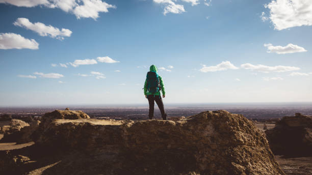 istock Hiking on sand desert looking at the view 1278332138