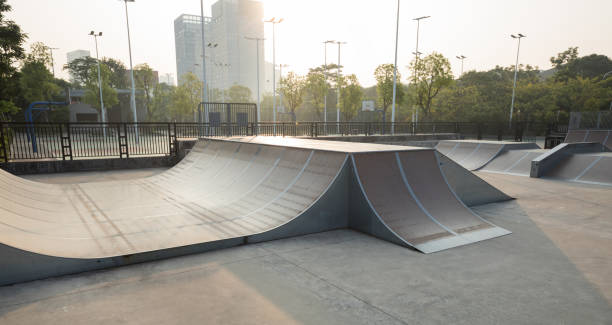 istock Skatepark ramps in the sunrise 1278333061