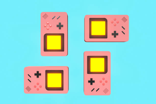istock Game boy machine, cartoon recreation background, 3d rendering. 1278337851