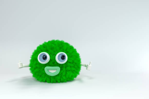 istock Hairy cartoon character thumb out, 3d rendering. 1278340145
