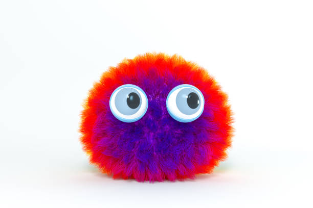 Hairy cartoon character with white background, 3d rendering. Computer digital drawing.