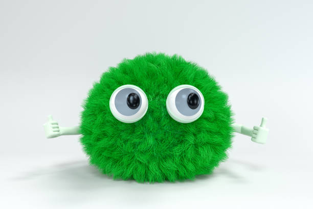 istock Hairy cartoon character thumb out, 3d rendering. 1278340155