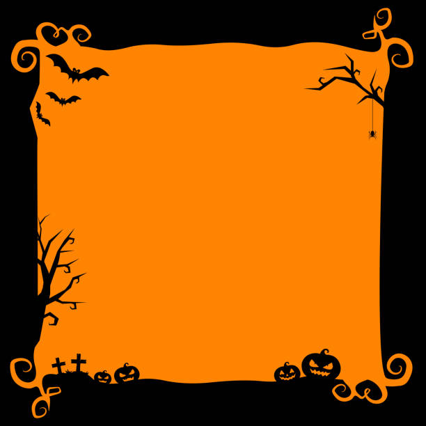 frame for halloween with bats and pumpkins ,Vector Illustration vector art illustration