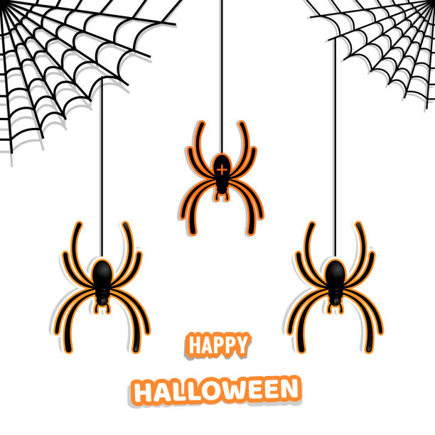 istock Set of stylish paper spiders for Halloween 1278341008