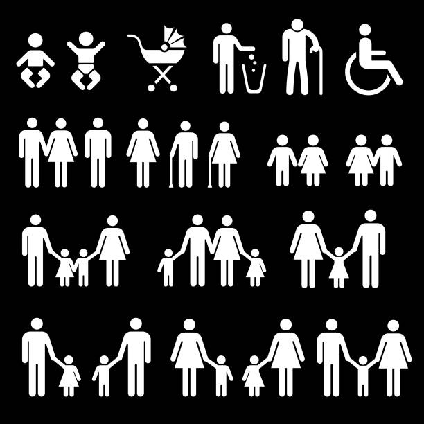 people icon set My vector file is your best design partner silhouette mother child crowd stock illustrations