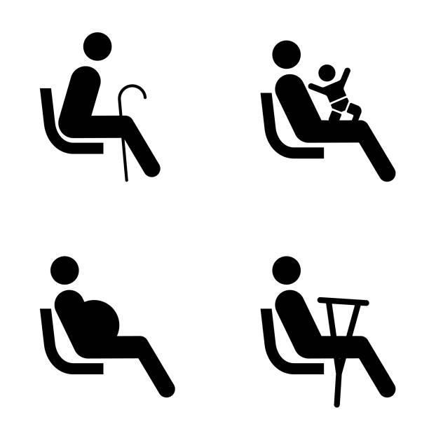 priority seat icon set - ilustração de arte vetorial