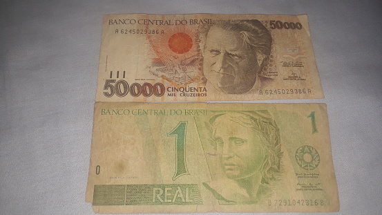 Brazilian money notes open like a fan