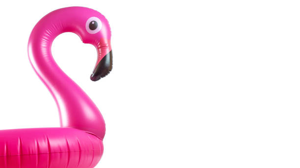 istock Pink inflatable flamingo for summer beach isolated on white background. Pool float party. 1278356669