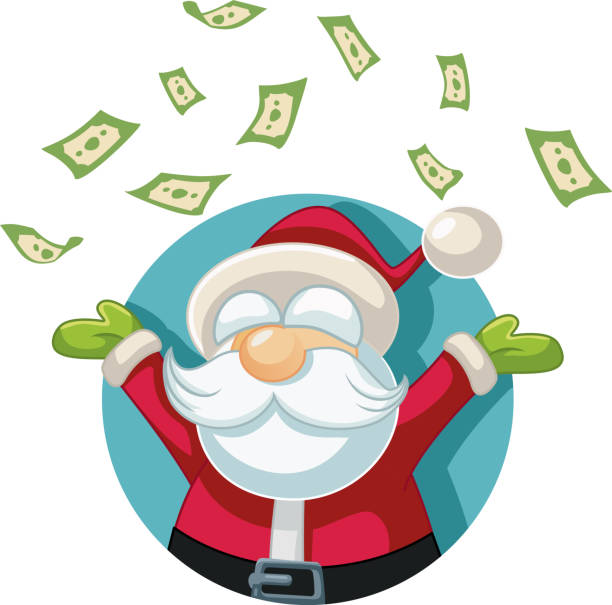 Happy Santa Claus Throwing Money Up In The Air Stock Illustration -  Download Image Now - Currency, Christmas, Santa Claus - iStock