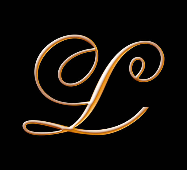 istock Golden 3d alphabet, embossed letter l, uppercase font, 3d rendering 1278362074