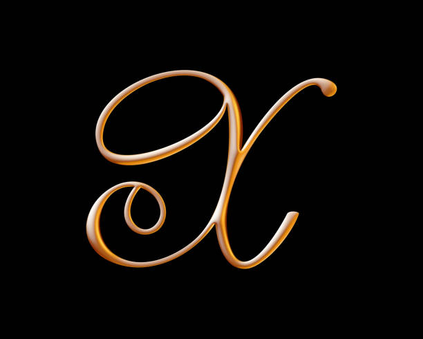 istock Golden 3d alphabet, embossed letter x, uppercase font, 3d rendering 1278362606