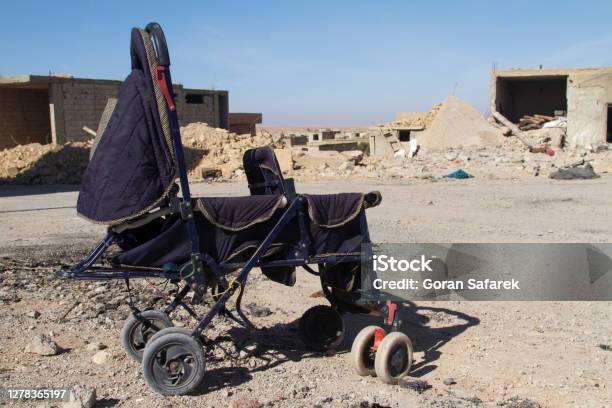 Deserted Baby Stroller On The Street After The Fight Syria Stock Photo - Download Image Now