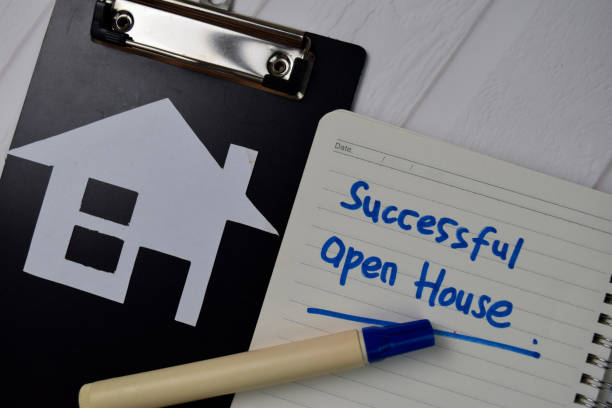 istock Successful Open House text write on a book isolated wooden table. 1278365385