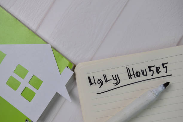 istock Ugly Houses text write on a book isolated wooden table. 1278365464
