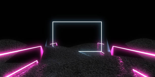 istock 3D abstract background with neon lights. 3d illustration 1278367145