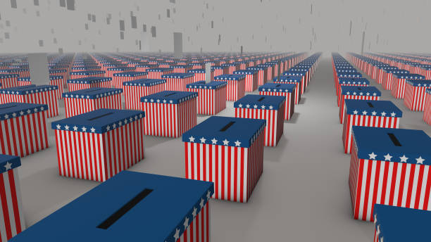 istock Votes falling into ballot boxes in Presidential election 1278372839