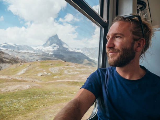 istock Man on train in Zermatt, Switzerland 1278373949