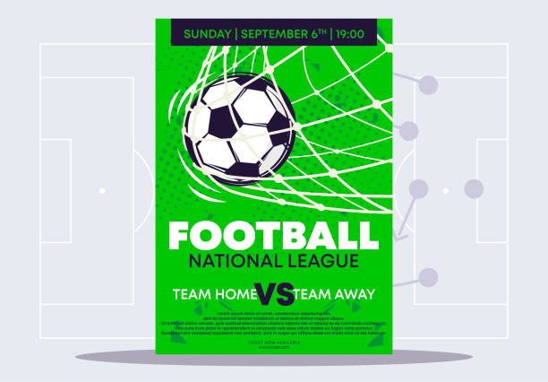 Vector illustration of a poster template for a football match, national League championship, poster for a football tournament Vector illustration of a poster template for a football match, national League championship, poster for a football tournament fifa world cup stock illustrations