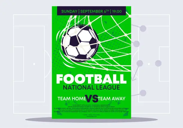 Vector illustration of Vector illustration of a poster template for a football match, national League championship, poster for a football tournament