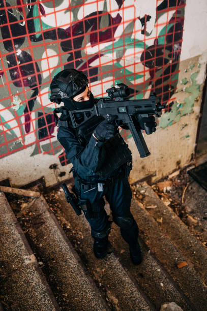 istock Girl police officer tactical training 1278381087