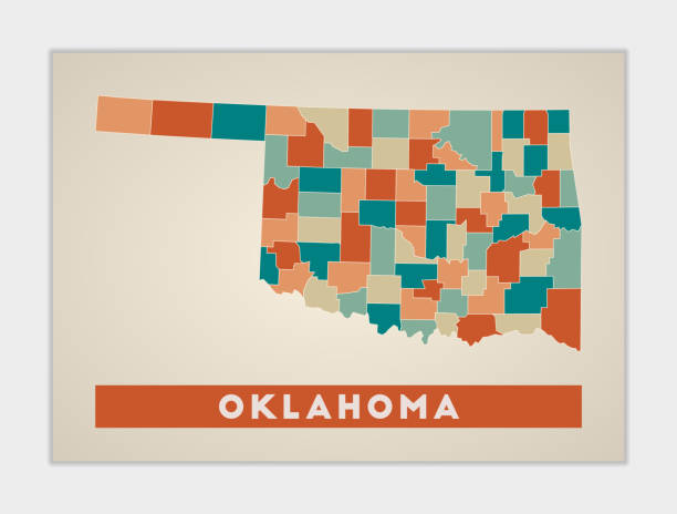 ilustrações, clipart, desenhos animados e ícones de pôster de oklahoma. - cartography oklahoma map isolated
