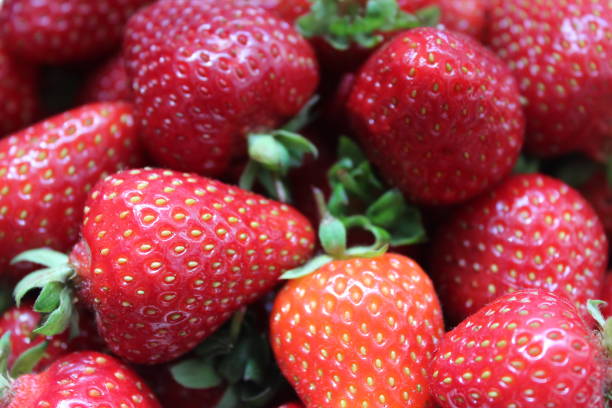 istock Beautiful strawberries background in summer time 1278383559