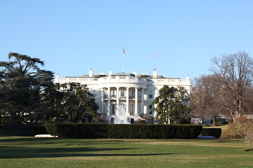 View of the White House where the Marine One helicopter landed on Friday, October 2nd, 2020.