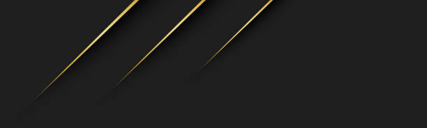 istock Black abstract modern header with gold lines. Dark corporate banner with blank place for your text. Modern vector 1278388563