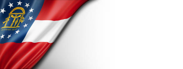 Georgia flag on white wall banner, USA Georgia flag on white wall banner, USA. 3D illustration georgia flag country stock pictures, royalty-free photos & images