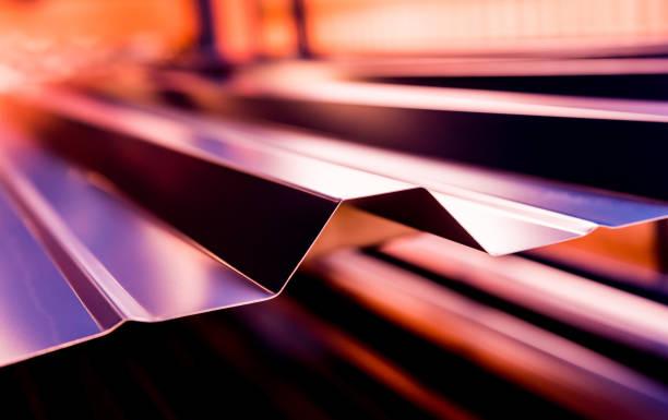 istock Violet metallic roof tiles background with light pattern. 1278393030