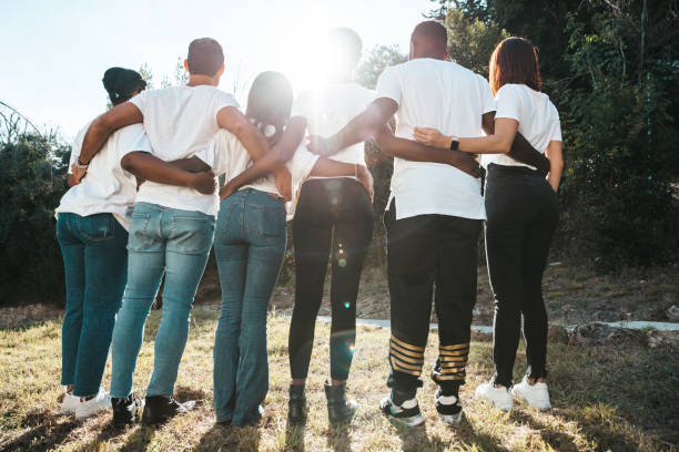 istock Group of volunteers stands together 1278393284