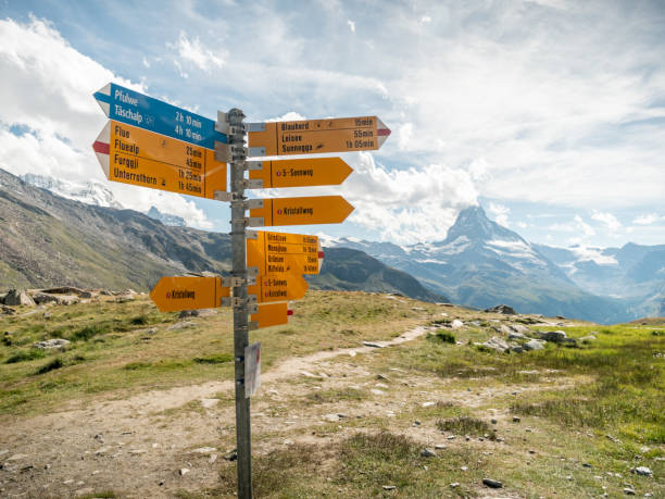 istock Directional signs on mountain trail 1278393506