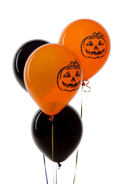 istock Halloween orange and black helium balloon isolated on white background 1278394350