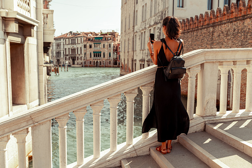Young tourist enjoying Venice