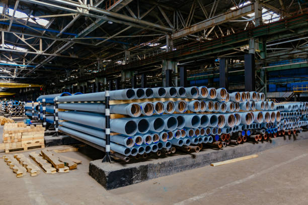 istock New cast iron pipes for pipeline construction in warehouse 1278397208