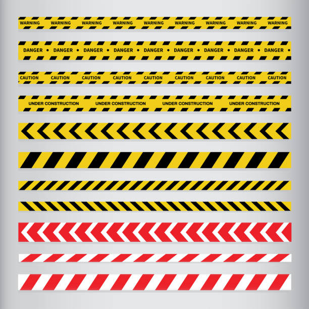 illustrations, cliparts, dessins animés et icônes de bandes de prudence et de danger. bande d’avertissement. ligne noire et jaune rayée. illustration vectorielle - accident vector clip art illustration and painting