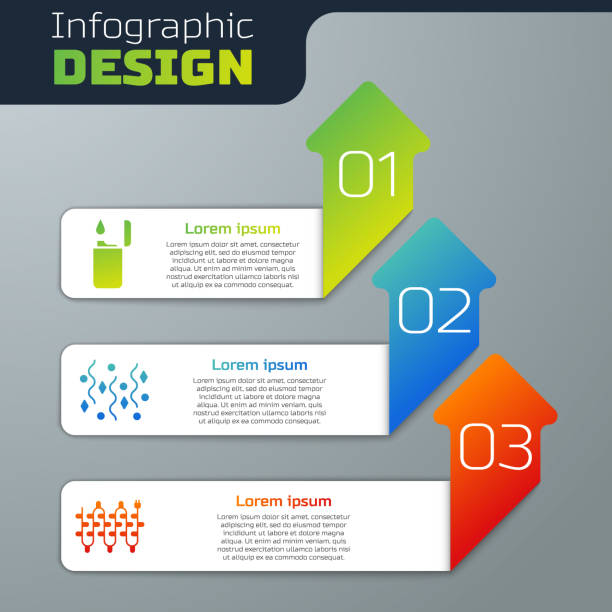 ilustrações de stock, clip art, desenhos animados e ícones de set lighter, festive confetti and christmas lights. business infographic template. vector - light bulb replace lighting equipment changing form