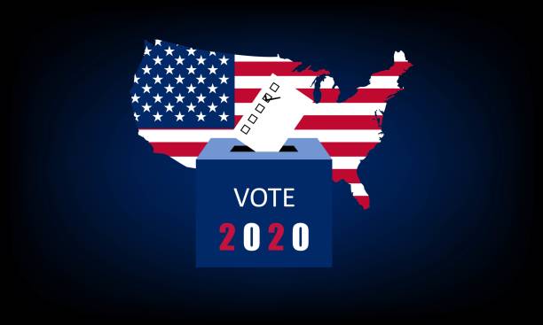 istock USA presidential election 2020. American flag on map background. 1278403829