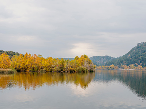Orange leaves and beautiful autumn in Kovada Lake.