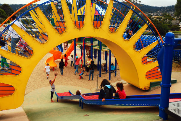 fun at the dennis the menace playground - family large american culture fun imagens e fotografias de stock