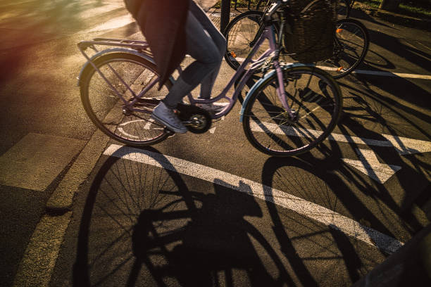 istock Bicycle Lane on cement road in city 1278409048